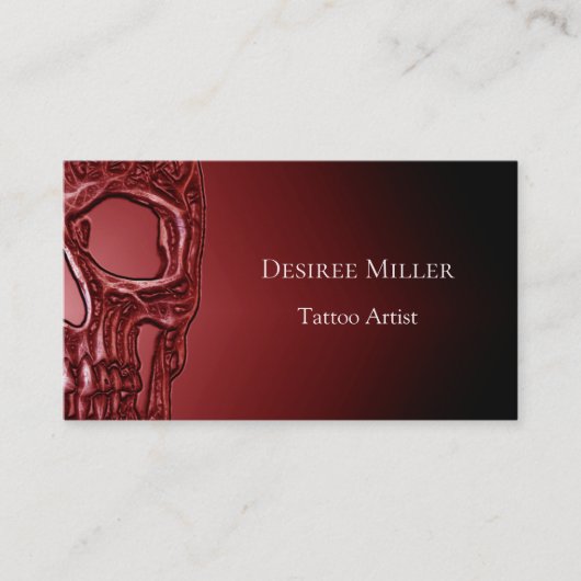 Gothic Skull Face Ggloeit Red Black Tattoo Shop Visitekaartje (Voorkant)