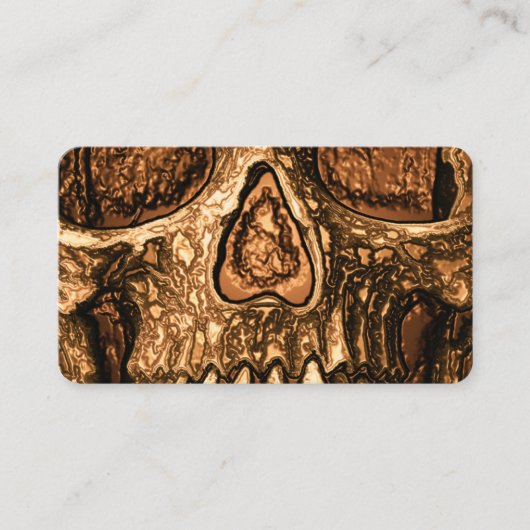 Gothic Skull Face Ggloing Gold Black Tattoo Shop Visitekaartje (Voorkant)