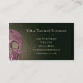 Gothic Skull Face Ggloing Pink Green Tattoo Shop Visitekaartje (Achterkant)