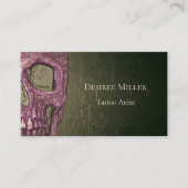 Gothic Skull Face Ggloing Pink Green Tattoo Shop Visitekaartje (Voorkant)