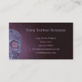 Gothic Skull Face Glanzend Paars Roze Tattoo Shop Visitekaartje (Achterkant)
