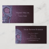 Gothic Skull Face Glanzend Paars Roze Tattoo Shop Visitekaartje (Voorkant / Achterkant)