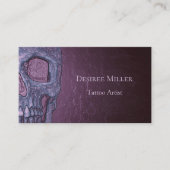 Gothic Skull Face Glanzend Paars Roze Tattoo Shop Visitekaartje (Voorkant)