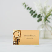 Gothic Skull Face Gold White Tattoo Shop Visitekaartje (Staand voorkant)