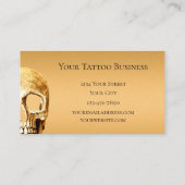 Gothic Skull Face Gold White Tattoo Shop Visitekaartje (Achterkant)
