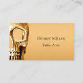 Gothic Skull Face Gold White Tattoo Shop Visitekaartje (Voorkant)