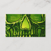 Gothic Skull Face Green Neon Metallic Tattoo Shop Visitekaartje (Voorkant)