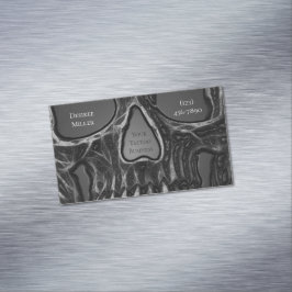 Gothic Skull Face Grey Metallic Cool Tattoo Shop Magnetisch Visitekaartje