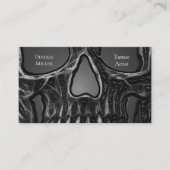 Gothic Skull Face Grey Metallic Cool Tattoo Shop Visitekaartje (Voorkant)