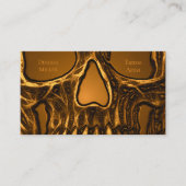 Gothic Skull Face Metallic Gold Tattoo Shop Visitekaartje (Voorkant)