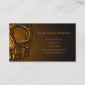 Gothic Skull Face Metallic Gold Tattoo Shop Visitekaartje (Achterkant)