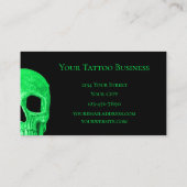 Gothic Skull Face Neon Green Black Tattoo Shop Visitekaartje (Achterkant)