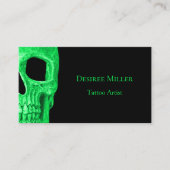 Gothic Skull Face Neon Green Black Tattoo Shop Visitekaartje (Voorkant)