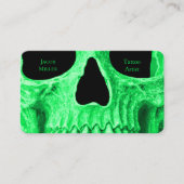 Gothic Skull Face Neon Green Black Tattoo Shop Visitekaartje (Voorkant)