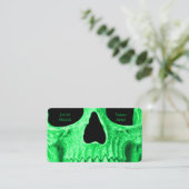 Gothic Skull Face Neon Green Black Tattoo Shop Visitekaartje (Staand voorkant)