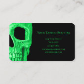 Gothic Skull Face Neon Green Black Tattoo Shop Visitekaartje (Achterkant)
