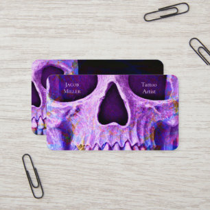 Gothic Skull Face Paarsste Blue Tattoo Shop Visitekaartje
