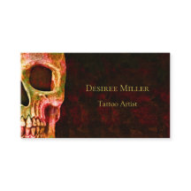 Gothic Skull Face Red Green Tattoo Shop