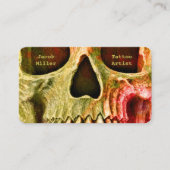 Gothic Skull Face Red Green Tattoo Shop Visitekaartje (Voorkant)
