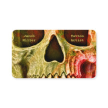 Gothic Skull Face Red Green Tattoo Shop