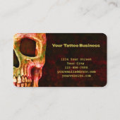 Gothic Skull Face Red Green Tattoo Shop Visitekaartje (Achterkant)