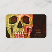 Gothic Skull Face Red Green Tattoo Shop Visitekaartje (Voorkant)