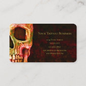 Gothic Skull Face Red Green Tattoo Shop Visitekaartje (Achterkant)