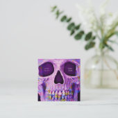 Gothic Skull Face Unique Paars Blue Tattoo Shop Vierkante Visitekaartje (Staand voorkant)