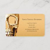 Gothic Skull Face White Gold Tattoo Shop Visitekaartje (Achterkant)