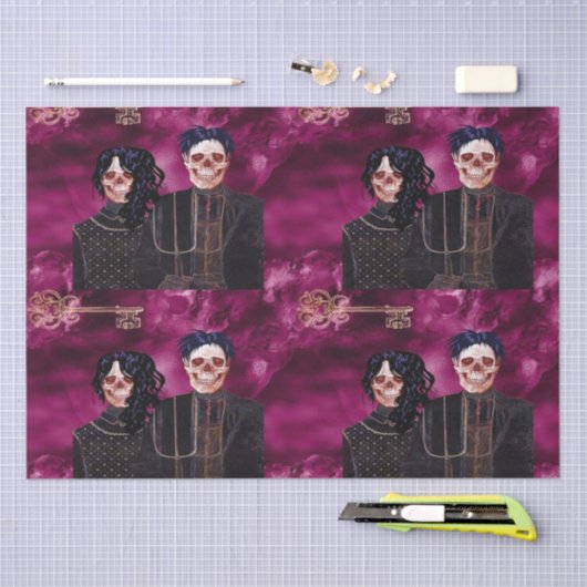 Gothic Skull Farmer Tiled Decoupage Tissuepapier (Craft)