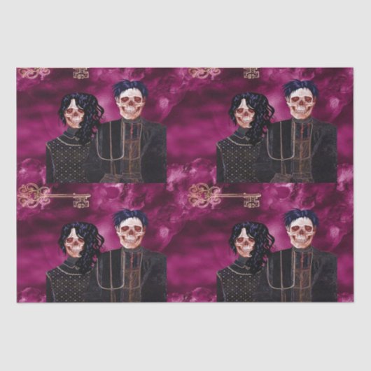 Gothic Skull Farmer Tiled Decoupage Tissuepapier (Voorkant)