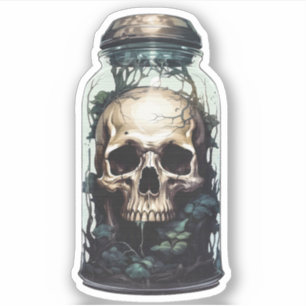 Gothic Skull Floral Design voor Dark, Occult & Wes Sticker
