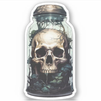 Gothic Skull Floral Design voor Dark, Occult & Wes Sticker