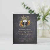 Gothic Skull Floral Halloween Wedding Invitation (Staand voorkant)