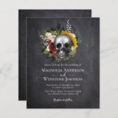 Gothic Skull Floral Halloween Wedding Invitation (Voorkant / Achterkant)