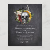 Gothic Skull Floral Halloween Wedding Invitation (Voorkant)