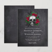 Gothic Skull Floral Halloween Wedding Invitation (Voorkant / Achterkant)