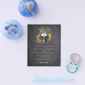Gothic Skull Floral Halloween Wedding Invitation Flyer (Enkel)