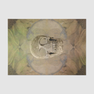 Gothic Skull Floral Yellow Gold Texture Tissuepapier