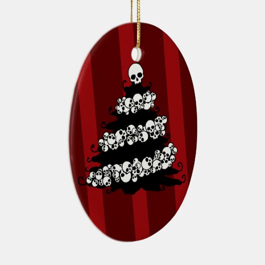 Gothic Skull Garland Tree Keramisch Ornament (Rechts)
