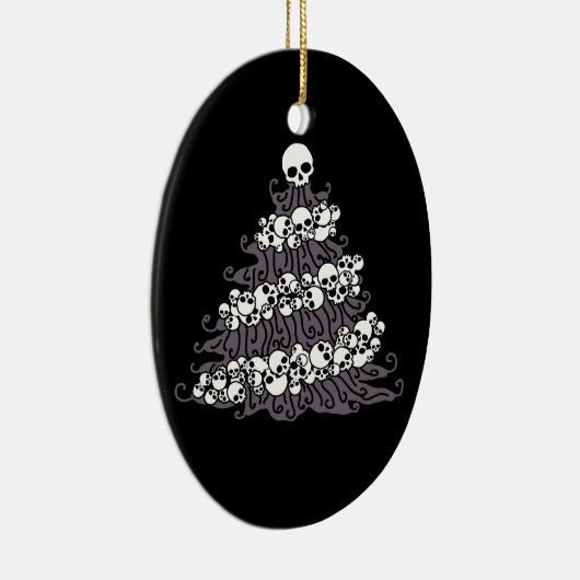 Gothic Skull Garland Tree Keramisch Ornament (Rechts)