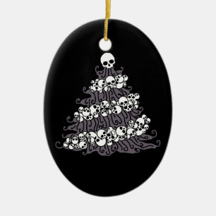 Gothic Skull Garland Tree Keramisch Ornament