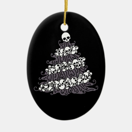 Gothic Skull Garland Tree Keramisch Ornament (Voorkant)