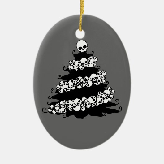Gothic Skull Garland Tree Keramisch Ornament (Voorkant)