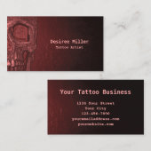 Gothic Skull Girly Rood Roze Tattoo Artiest Visitekaartje (Voorkant / Achterkant)