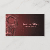 Gothic Skull Girly Rood Roze Tattoo Artiest Visitekaartje (Voorkant)