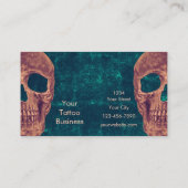 Gothic Skull Green Blauwgroen Brown Texture Tattoo Visitekaartje (Achterkant)