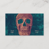 Gothic Skull Green Blauwgroen Brown Texture Tattoo Visitekaartje (Voorkant)