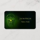 Gothic Skull Green Neon Metallic Tattoo Artist Visitekaartje (Voorkant)