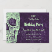 Gothic Skull Green Paars Birthday RIP naar haar 20 Kaart (Voorkant)
